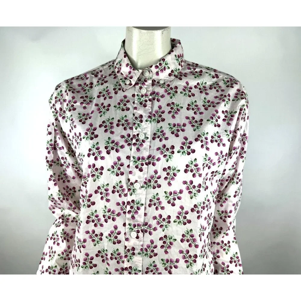 J Crew Relaxed-fit Cotton Poplin Shirt Women 2 NWT Collared‎ Long Sleeve Berry